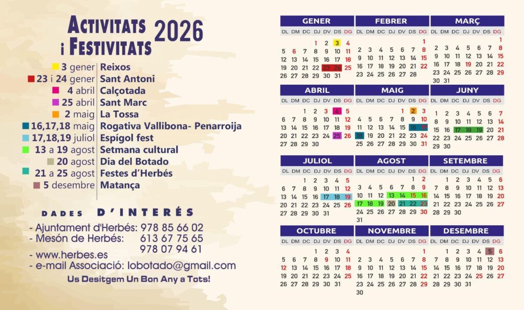 Calendari 2026 Lo Botadó